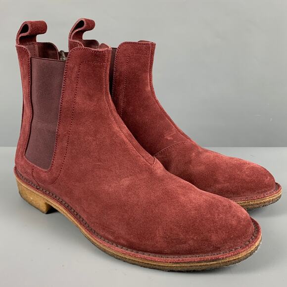 BOTTEGA VENETA Size 7.5 Burgundy Suede Chelsea Boots - Picture 1 of 8